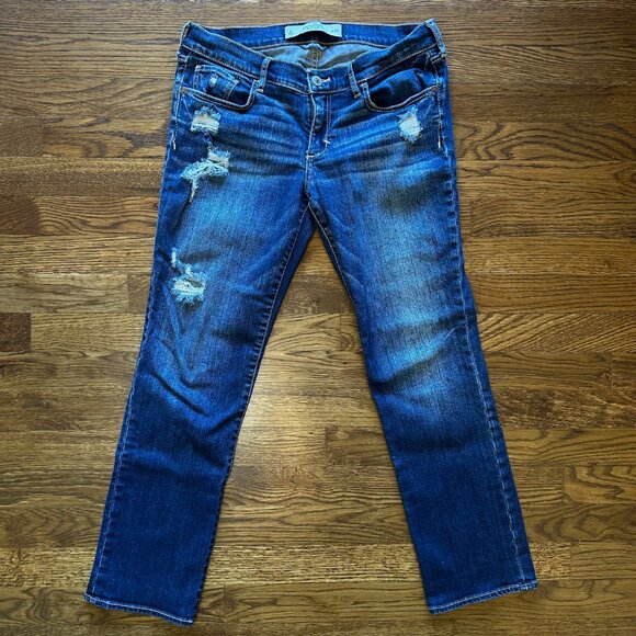 Abercrombie & Fitch Perfect Stretch, Low Rise Distressed Cropped Jeans Size 28 - Picture 1 of 12